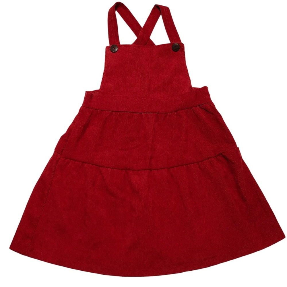 Emma & Elsa Girls Red Corduroy Overall Dress 6X